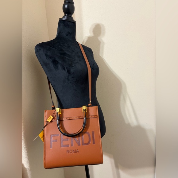 Fashion Brown Mono Italian Leather Sunshine SmallTote W/ Tortoiseshell Handles - Picture 16 of 16